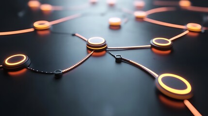 Illuminated Nodes Connected in a Network System