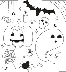 Halloween vector illustration for coloring