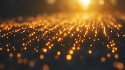 Golden Lights Gleaming On Dark Surface