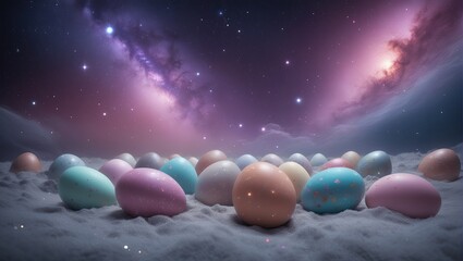 Fototapeta premium Surreal Colorful Easter Egg Galaxy – Cosmic Easter Celebration