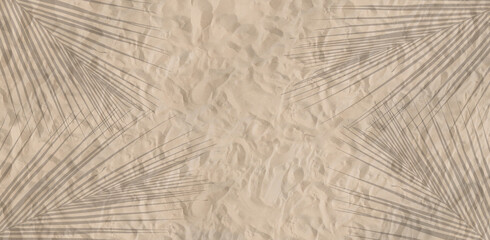 Sand on beach. Blurred shadow soft of palm or coconut leaves