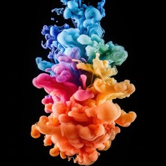 Obraz premium Colorful Ink Diffusion in Water Creating Vibrant Swirls in Black Background
