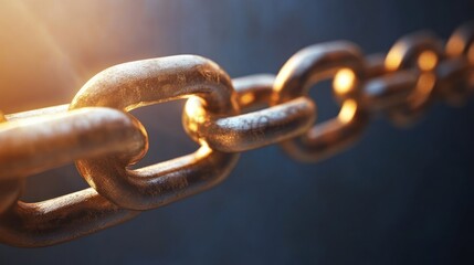 Fototapeta premium Golden Chain Links Symbolizing Strength, Connection, and Security