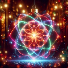 Fototapeta premium Quantum Christmas Particle Hologram