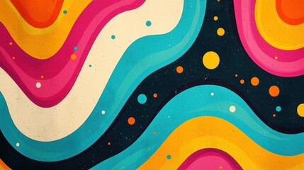Colorful Abstract Waves and Shapes with Bold Patterns and Dots