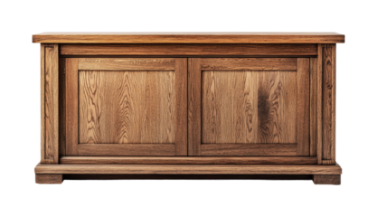 Wooden storage chest with rustic design for home organization and decor enhancement, cut out