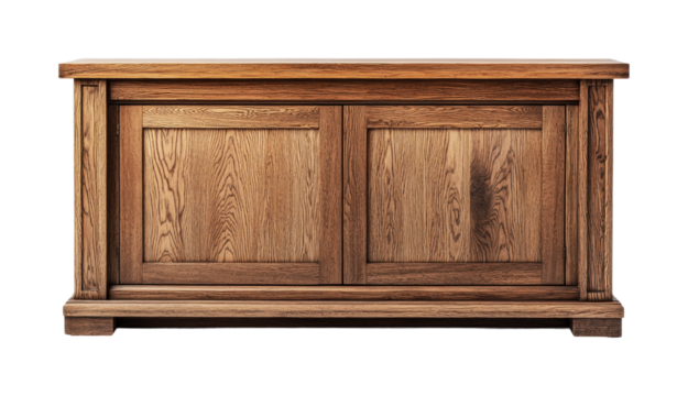 Wooden storage chest with rustic design for home organization and decor enhancement, cut out