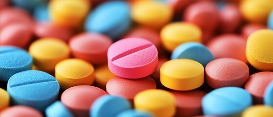 Pills with an exclamation mark symbolizing drug interaction risks, bright contrasting colors, sharp focus, medical and health cautionary theme, highimpact visual