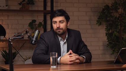 Engaging Conversation in a Modern Podcast Studio Featuring an Expert Interview