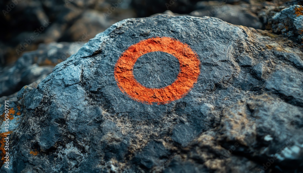 Poster a rugged rock with a bold target painted on it, representing focus on operational goals and business