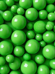 Abstract Background of Shiny Green Spheres