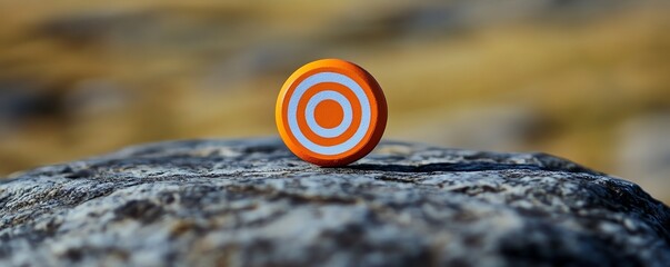 A target on a rock, symbolizing focus on operational goals and milestones, bold colors, sharp details, motivational concept, modern business theme
