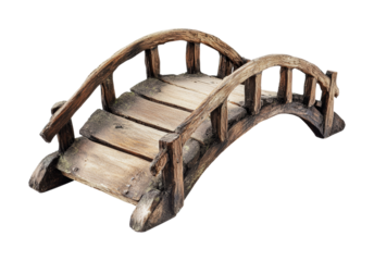 Unique wooden bridge design for garden decoration and landscaping purposes, cut out
