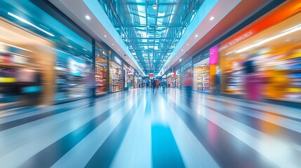 Fototapeta premium Motion blur of shoppers in a retail store, representing the fluctuating patterns of sales forecasting and consumer behavior analysis, dynamic, modern, and energetic visual style