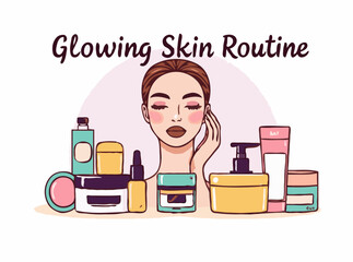 Glowing Skin Routine: Cosmetics and Skincare Essentials