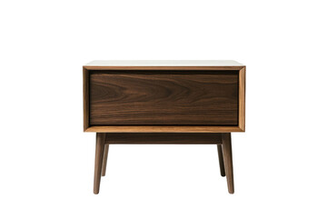 Wooden Nightstand With Drawer Isolated On Transparent Background Showing Wood Grain Texture And Modern Design