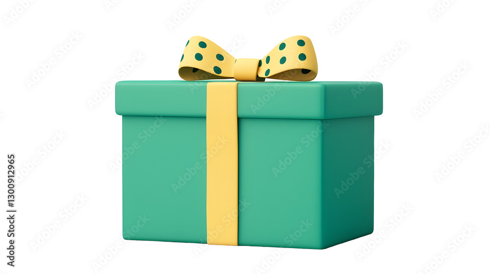 Aufkleber vibrant and cheerful 3d gift box in a fresh green color decorated with a polka dot bow creating a fu
