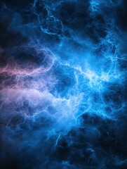 Abstract blue and purple energy swirls create a mesmerizing visual, full of power and mystery
