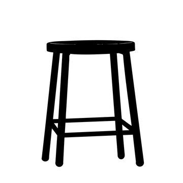 recommend clip art: Black silhouette of wooden chair stool isolated on white background