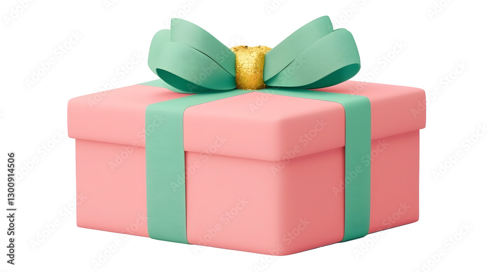 Poster elegant 3d rendered soft pink gift box with luxurious golden ribbon creating a charming and festive 