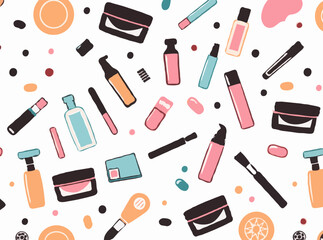Cosmetics and Skincare Pattern: Beauty Routine Design