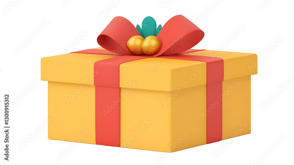 Poster elegant 3d rendered shiny gold gift box with a rich red ribbon creating a premium and festive look t