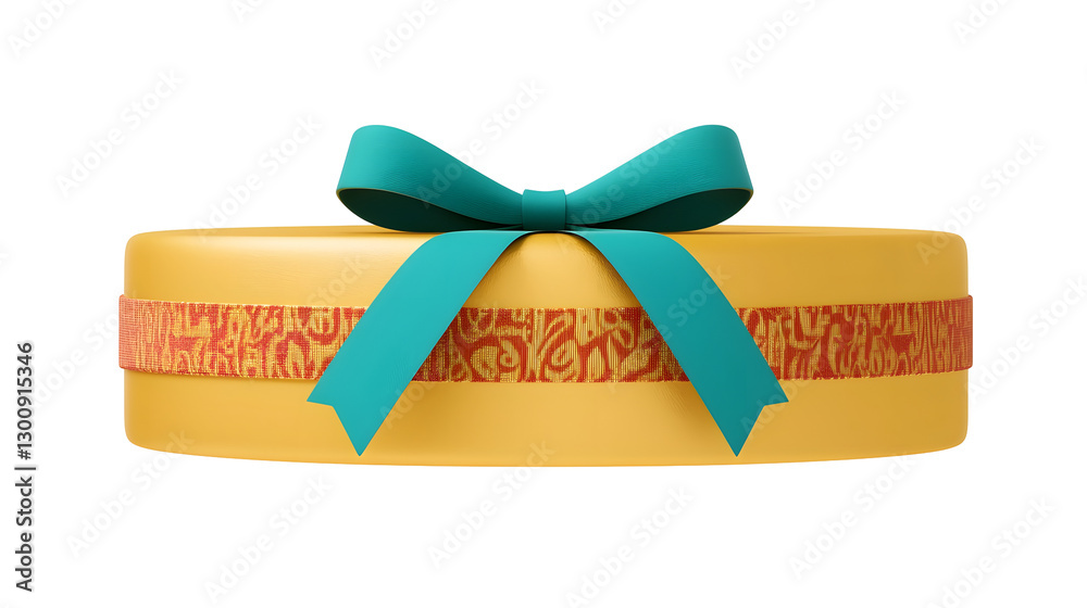 Aufkleber Elegant 3D rendering of a shiny gold present with a rich red ribbon creating a festive and premium look  Transparent background cutout format