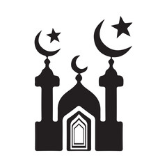 islamic religion festival eid mubarak typography calligraphy silhouette vector design illustrations