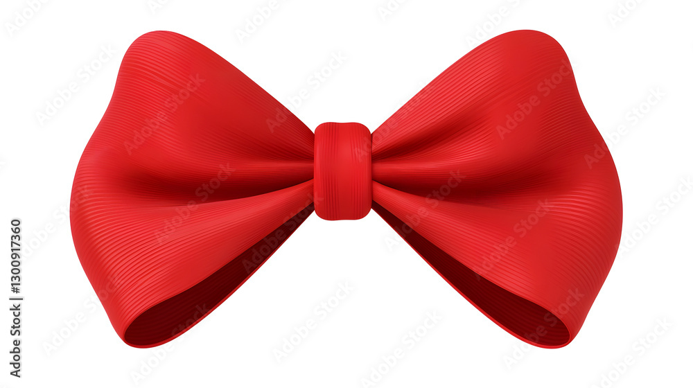 Aufkleber Elegant 3D rendering of a luxurious red satin bow with a glossy finish tied neatly in a symmetrical shape  Transparent background cutout format for versatile use