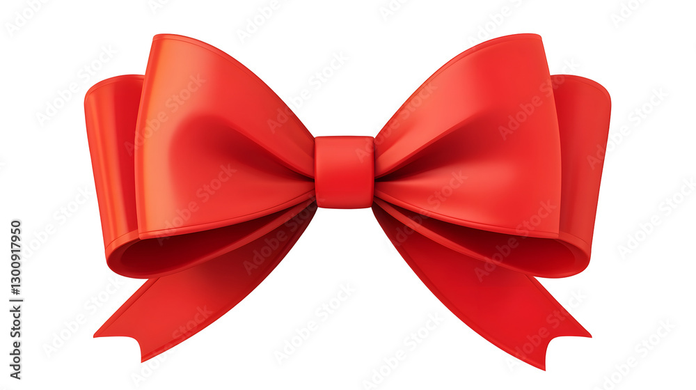 Poster playful and eye catching 3d of a vibrant red ribbon bow with a smooth satin like texture and subtle 