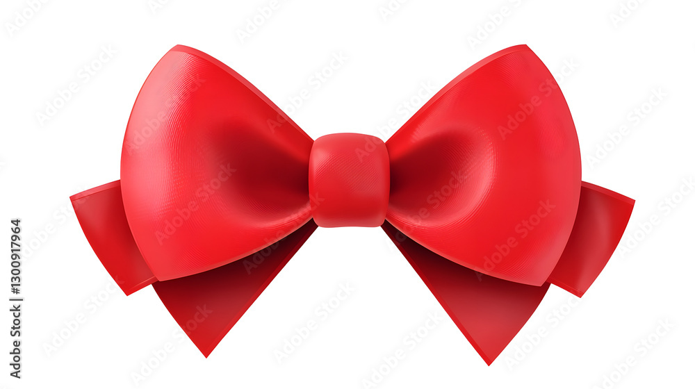Poster vibrant 3d showcasing a bright red ribbon bow with a smooth satin like finish and subtle shadow deta