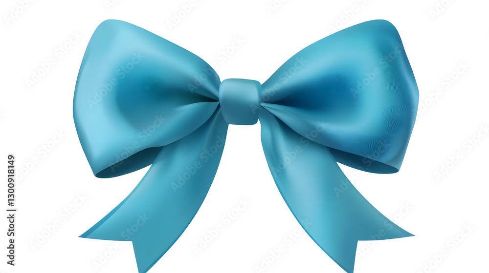 Aufkleber Elegant 3D rendering of a luxurious blue satin bow with a glossy finish tied neatly in a symmetrical shape on a transparent background in cutout format