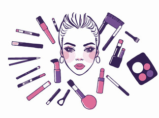 Makeup Artist Tools and Accessories Vector