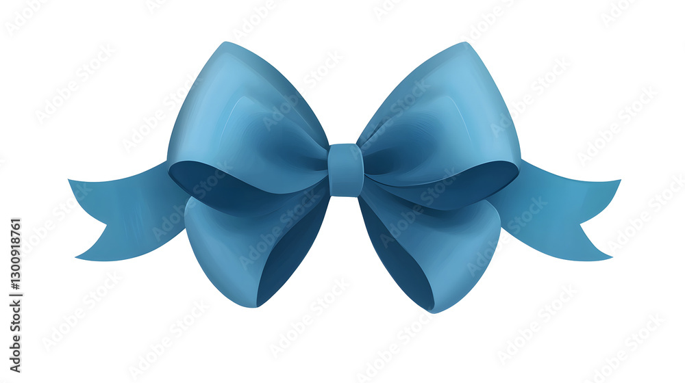 Aufkleber Vibrant blue bow with a rich glossy texture and slightly curled ribbon ends for a dynamic and stylish look  Presented in a transparent cutout style for versatile use