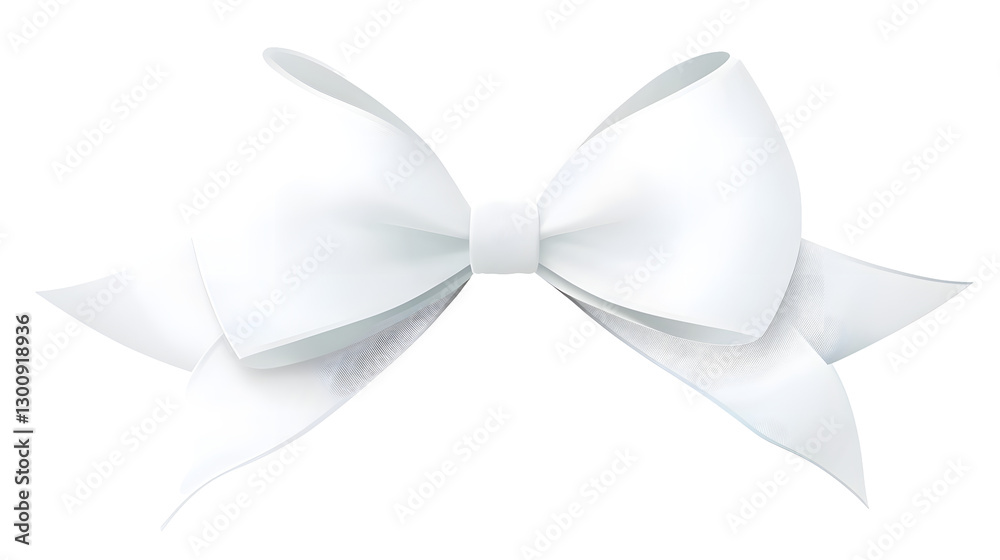Poster elegant 3d cartoon of a silky white bow with soft curves and folds isolated on a transparent backgro