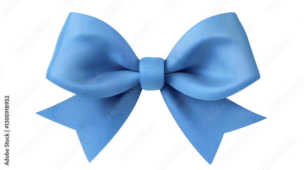 Poster Playful 3D of a bright blue ribbon bow with a smooth satin like finish and subtle shadow details isolated on a transparent background