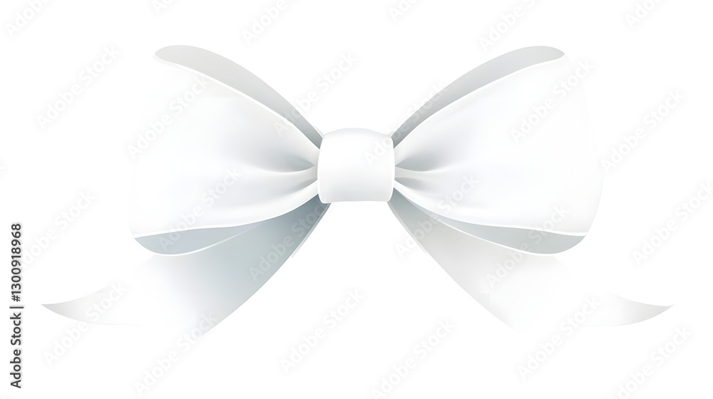 Poster elegant 3d cartoon of a silky white bow with soft curves and folds isolated on a transparent backgro
