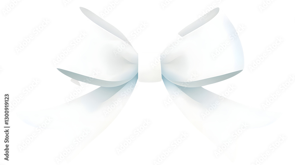 Poster Playful 3D of a soft white bow with a delicate satin texture featuring shading and highlights  Isolated on a transparent background