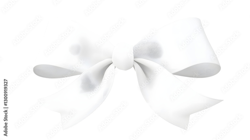 Aufkleber Elegant and luxurious 3D rendering of a neatly tied glossy white satin bow with a symmetrical shape and transparent background in a cutout format