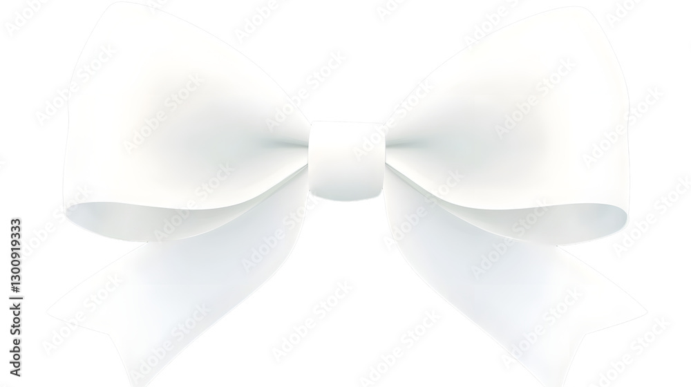 Aufkleber Elegant and luxurious 3D rendering of a white satin bow with a symmetrical glossy finish  The bow is tied neatly creating a sophisticated and decorative accessory against a transparent background