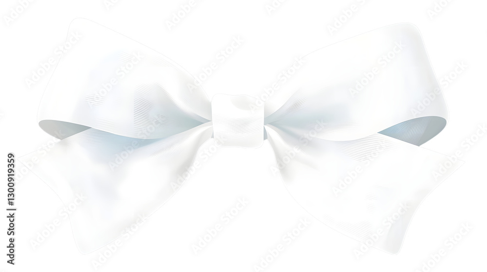 Aufkleber Elegant and Lively White Bow with a Glossy Silky Texture and Slightly Curled Ribbon Ends for a Stylish and Dynamic Accent  Transparent Background Cutout Style 3D Cartoon like