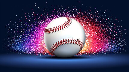 Baseball in abstract, particles and colorful background