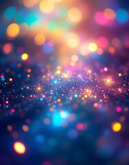 Abstract blurred background with colorful lights and sparkles