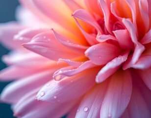 Fototapeta premium Close up of pink flower with water droplets on the petals