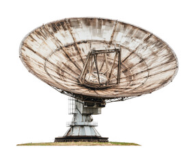 Satellite dish installation in a rural area for signal transmission, cut out