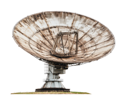 Satellite dish installation in a rural area for signal transmission, cut out