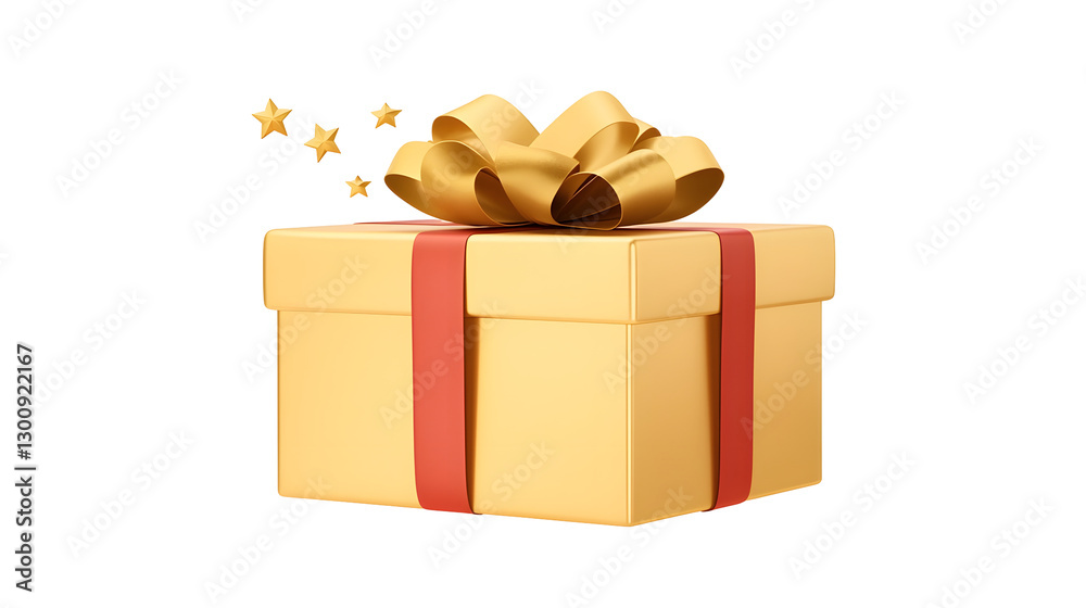 Aufkleber elegant 3d rendering of a premium gold present with a glossy metallic finish decorated with a deep r