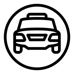 icon of a car inside a circle symbolizing transportation taxi service or vehicle-related services.
