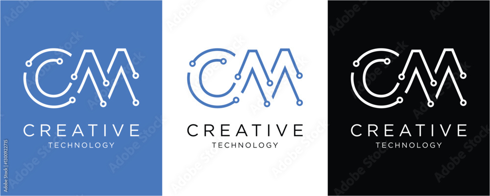 Fototapete modern and elegant initial om vector logo template design for business and technology