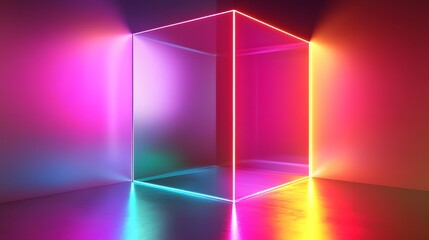 neon cube abstract background